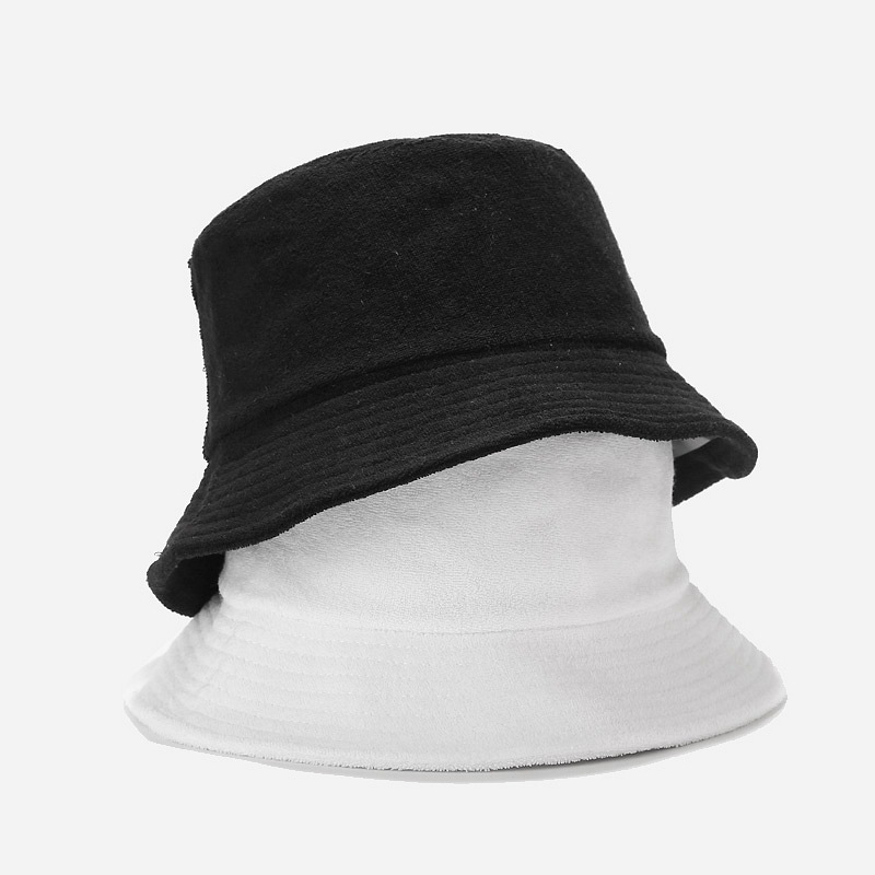 Towel Material Soft Bucket Hat Women Men&#39;s Autumn Winter Japanese Literature Solid Color Bob Hat Panama Cap
