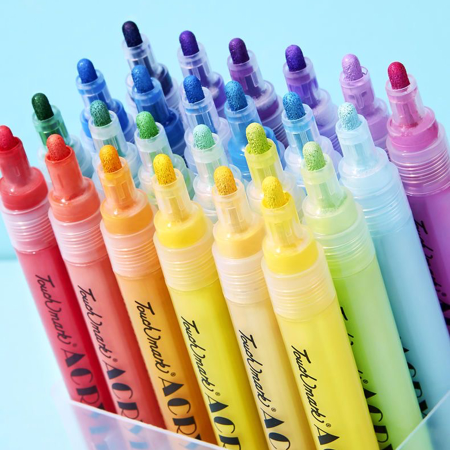 Marcadores de tinta acrílica de 60/48/36 cores-canetas metálicas brilhantes de 2.0mm para rocha, cerâmica, vidro, madeira, tecido, tela, canecas,