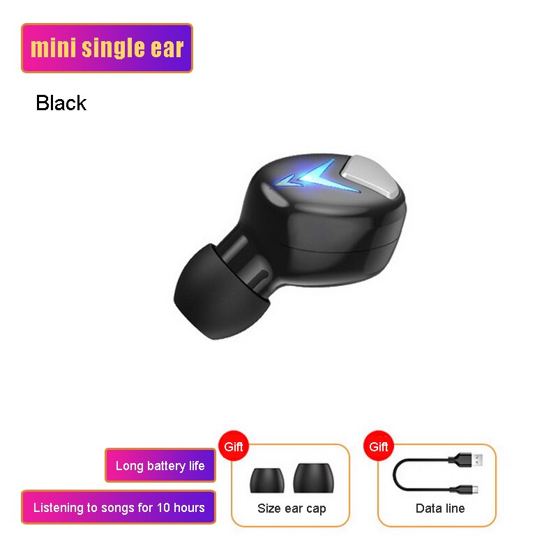 S600 Bluetooth Oortelefoon Mini Single Ear Hoofdtelefoon Sport Waterdicht Headsets Ruisonderdrukking Oordopjes Voor Android: black