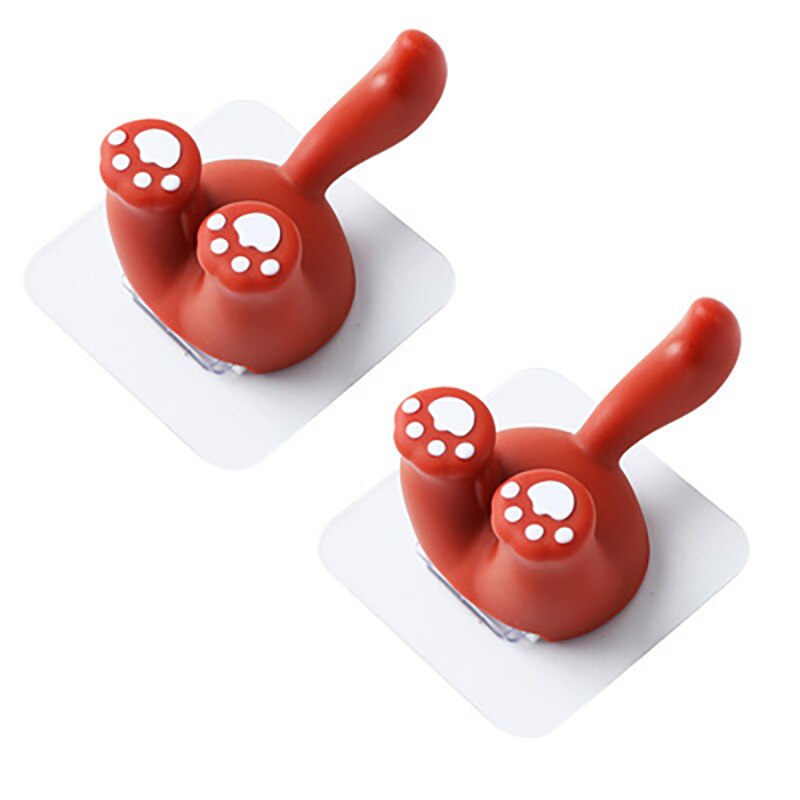 Cartoon Haken Universele Zelfklevende Haak Fun Animal Staart Muur Haken Multifunctionele Opslag Haak Voor Muur Koelkast Deur Thuis decor: red 2pcs
