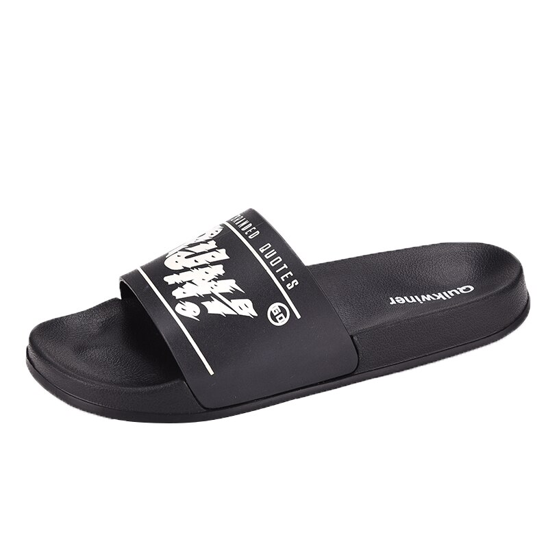 Summer Beach Slippers Simple Shoes Non-slip Bathroom Slides Flip Flops Men Thick Sole Platform Indoor Slippers Red White: All Black / 6.5