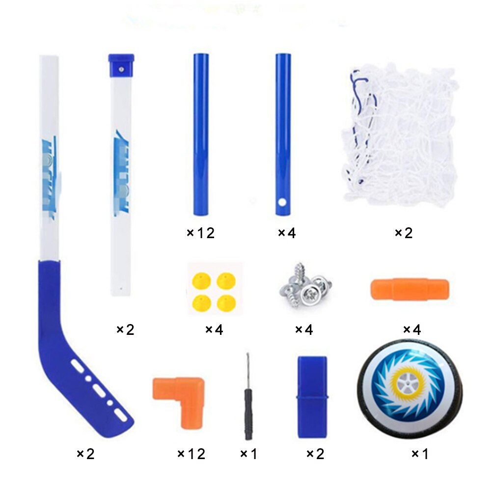 Elektrisk ishockeypinne uppsättning ishockey mål för barn air hockey träning boll inomhus sport spel golv hockey leksaker