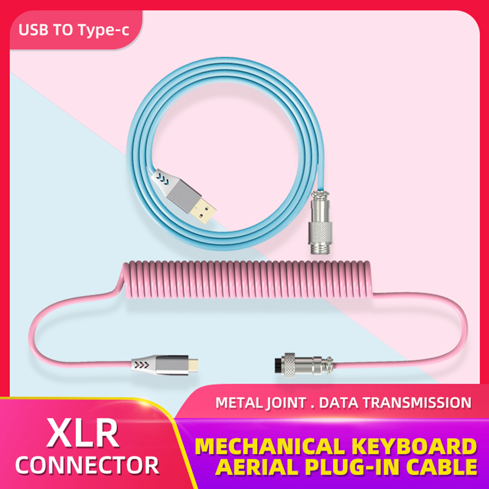 Cable de aviador para teclado mecánico, Conector de aviación USB tipo C en espiral, Cable de resorte, enchufe de ordenador de escritorio, accesorios de decoración