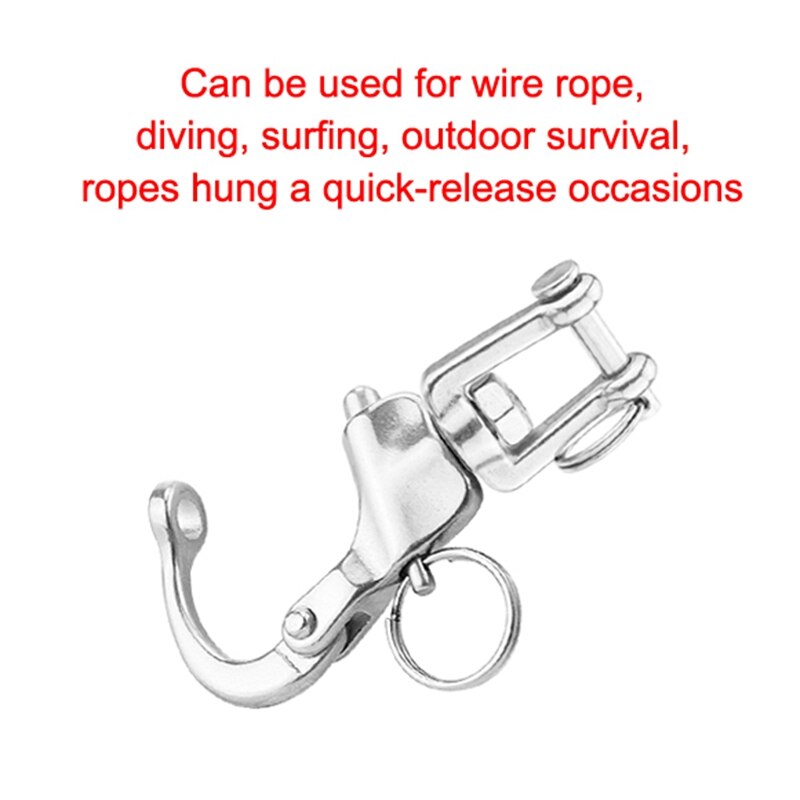 2PCS 316 Stainless Steel Swivel Shackle Quick Release Hook for Rock Climbing Diving Marine Hardware