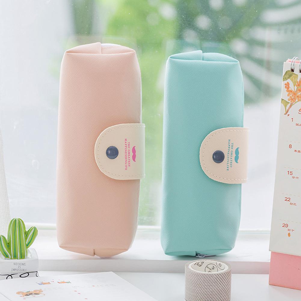 Etui met hoge capaciteit, pu-leren etui met rits, schoolbenodigdheden: Roze