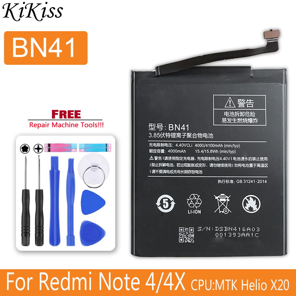 Bateria bm47 para xiaomi redmi 4x 3 3s 3pro/redmi 5 plus 5a/redmi note 4 4x bataria 5a 3 pro bm 47 46 bn 41 43 bm46 bn41 bn43: BN41-Note4 4X 64G