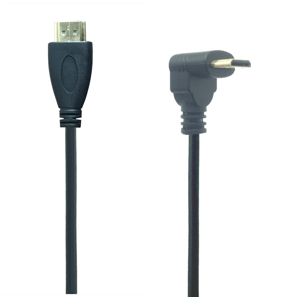 Cable Mini HDMI-compatible 1080p 3D Adapter Gold Plated Plug HDTV C Right Angled for camera monitor projector notebook TV 0.5M: WHITE