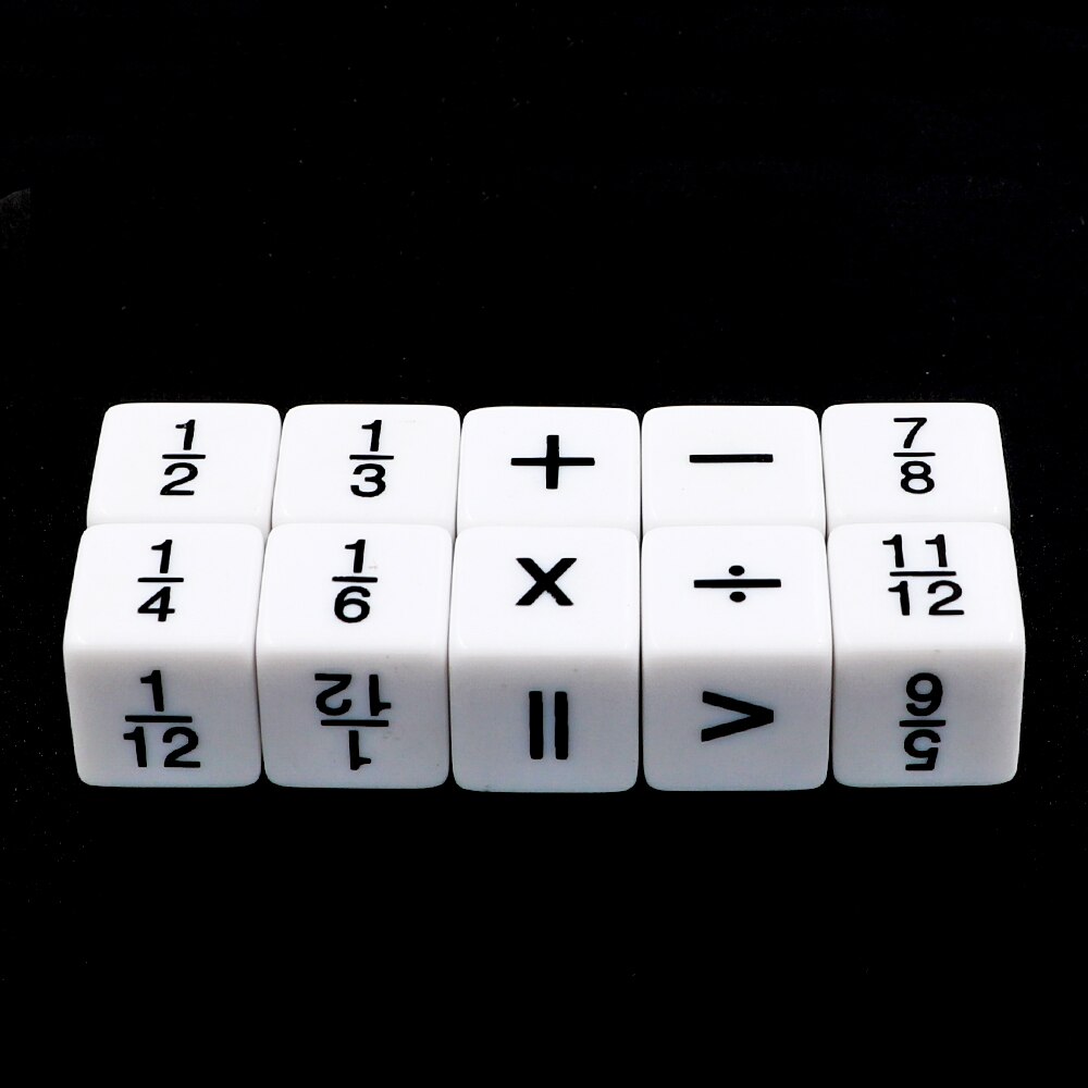 Herramienta de enseñanza auxiliar, símbolo de dados de fracción acrílica, agregar restar, multiplicar, dividir, aritmética, cubo matemático, 10 unids/paquete: Combination