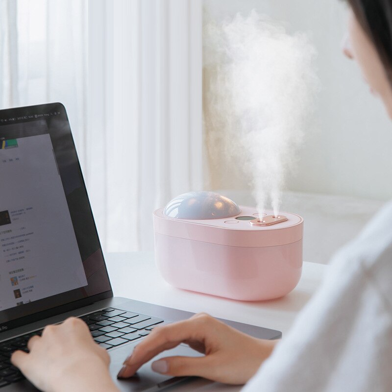 PTMJ-humidificador de aire de 1L, difusor de Aroma recargable con dos pulverizadores, proyección de luz nocturna, difusores de aceites esenciales, fabricante de vapor
