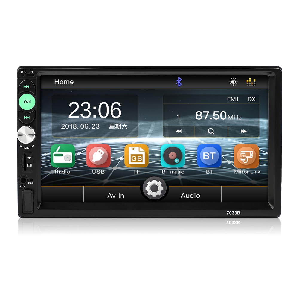 Radio Estéreo 7036B para coche, reproductor MP5, 2 DIN, mirrorlink, Android, 2 DIN, pantalla táctil de 7 ", HD, Bluetooth, Multimedia