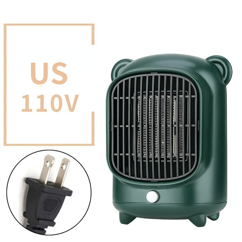 Wind Heizung Mini Erwärmung Fan Tragbare Haushalt Schlafzimmer 110V 220V 500W Überhitzung Schutz Elektrische Desktop Schnelle Luft heizung Fan: US 110V GREEN