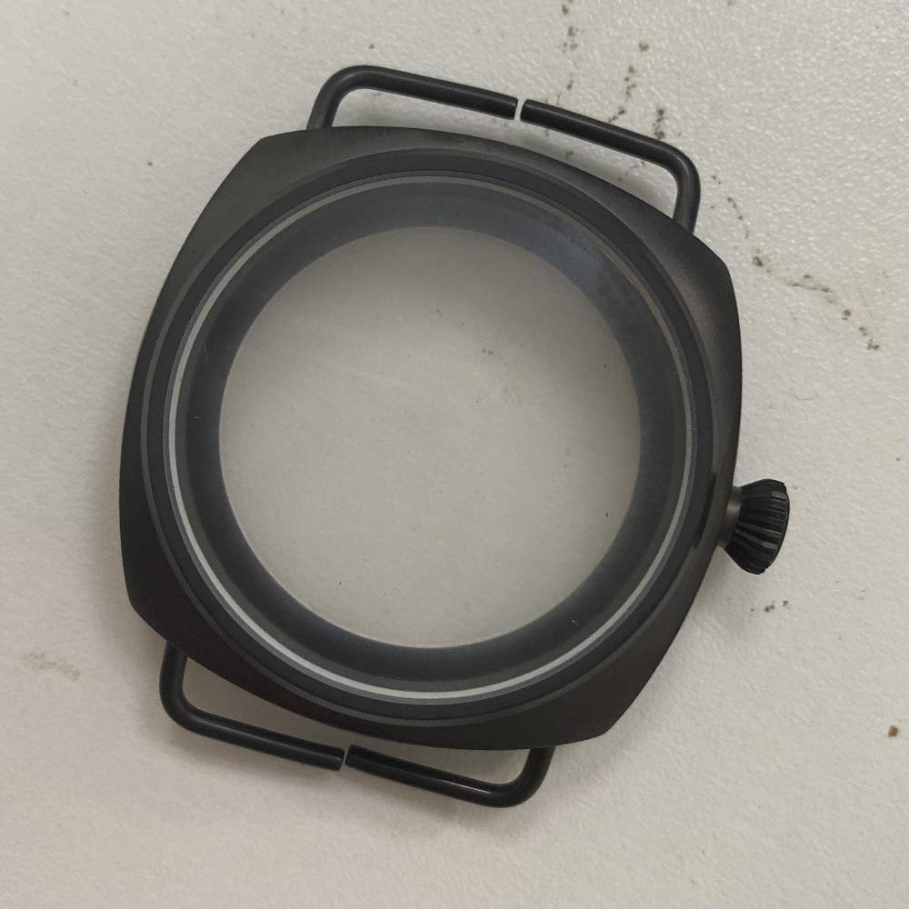 manual watch case 47mm black stainless steel hand winding watch case fit for EAT 6497/6498 movement 005