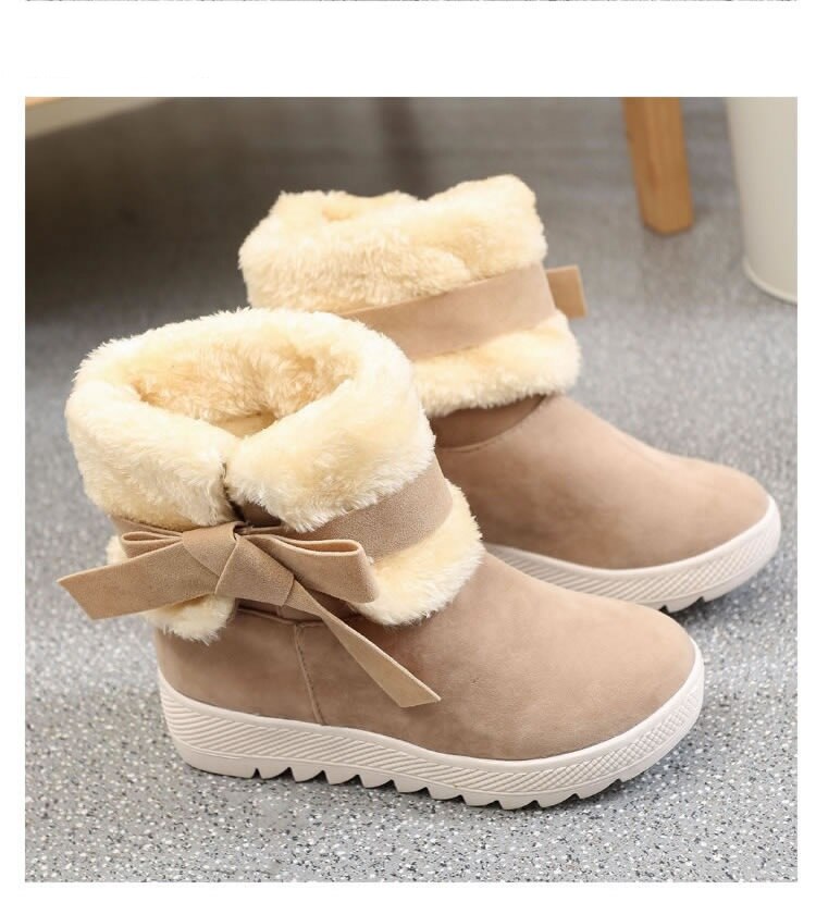 Kvinnor stövlar kvinnliga vinterskor kvinna päls varma snöstövlar kvinnor casual ankelboots julstövlar: Kaki / 35