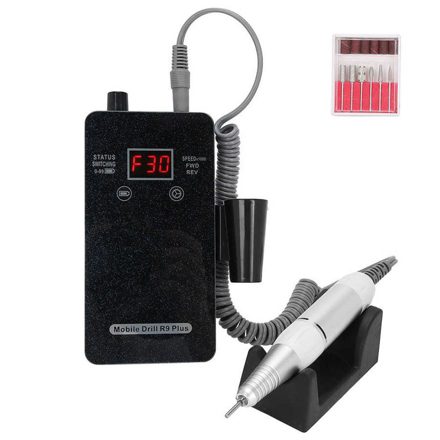 R9 plus Electric Nail Drill Rechargeable Portable Electric Nail Polishing Grinding Machine Nail File Manicure Tools