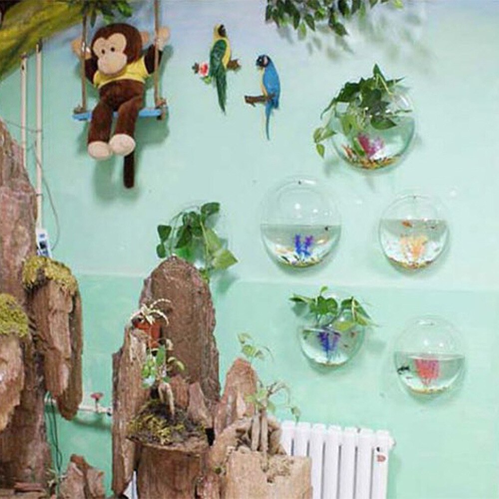 Acrylic Fish Bowl Wall Hanging Aquarium Tank Aquatic Pet Supplies Pets Product Wall Mount Pot Plant Vase Mounted Home Decoration