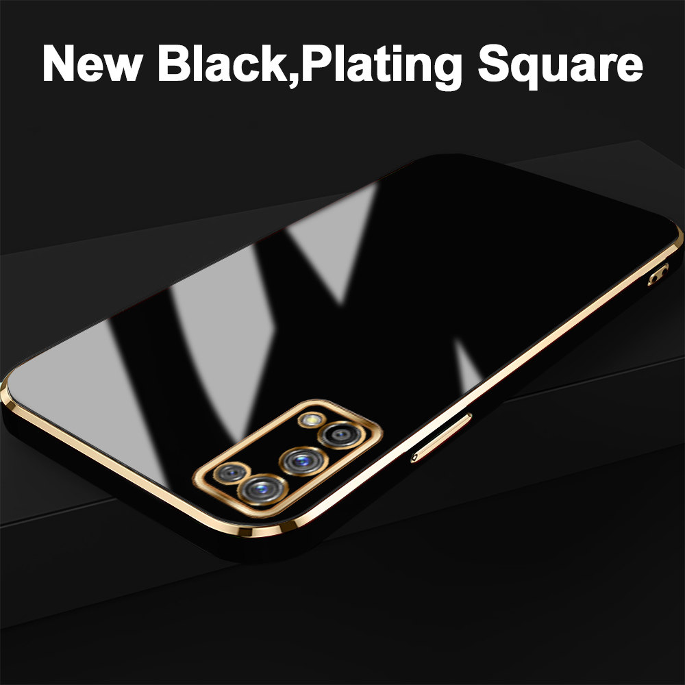 For Realme 7 Pro Realme 7 4G 5G 7i C17 Soft Original Cases Luxury Plating Soft TPU Cover Shockproof Case: aluminum / black