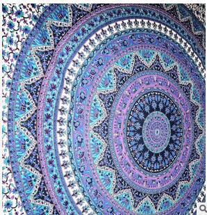 Yoga Mat Deken Mandala Strandlaken Indian Grote Lotus Afdrukken Ronde Kwastje Wandtapijt Totem Deken Vloer Pad Voor Decoratieve: Paars