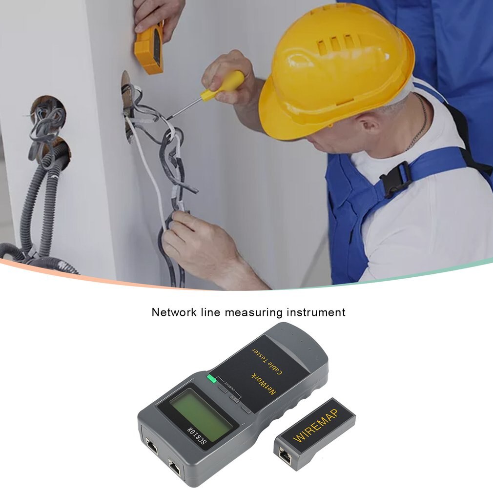 SC8108 Portable LCD Network Tester Meter&LAN Phone Cable Tester & Meter With LCD Display RJ45 Network Line Measuring