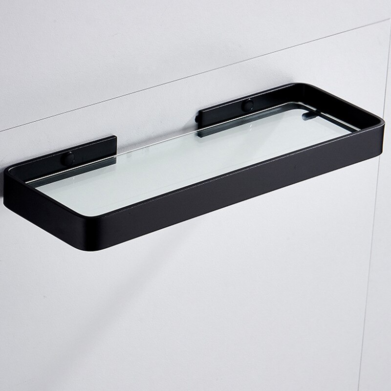 Black Bathroom Shelves Wall Mounted Shower Storage Shelves Organizer for Bathroom Kitchen Shelves Bathroom Accessories: Black-1-25cm