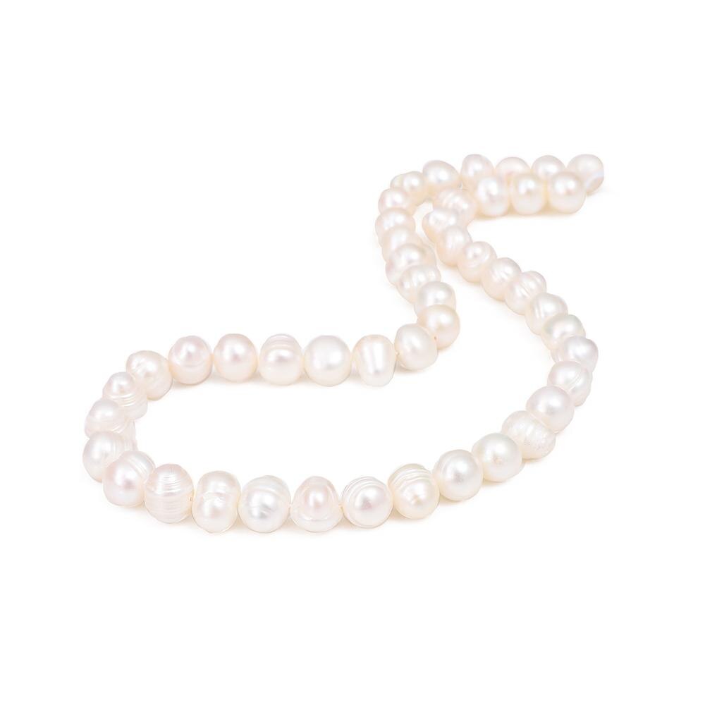 100% perles d'eau douce naturelles de Fine poinçon perles en vrac pour bricolage femmes Bracelet collier fabrication de bijoux: White / 6-7mm 10pcs