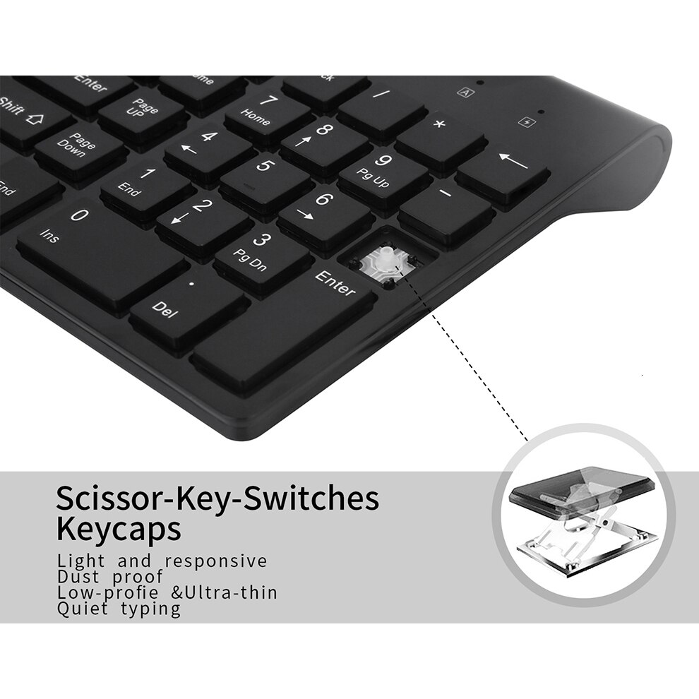 SeenDa 2.4G Wireless Keyboard and Mouse Combo Compact Quiet Full Size Wireless Keyboard and Mouse Set for Windows Computer PC