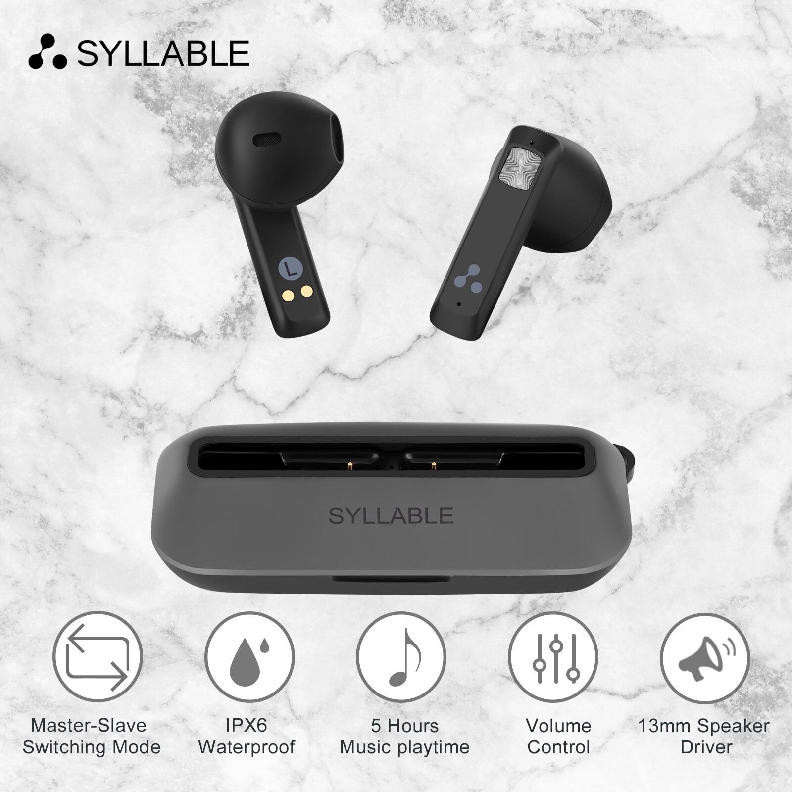 Original SYLLABLE S8 TWS Earphones 13mm Speaker Driver True Wireless Stereo Earbuds 5 hours Headset Touch Syllable S8