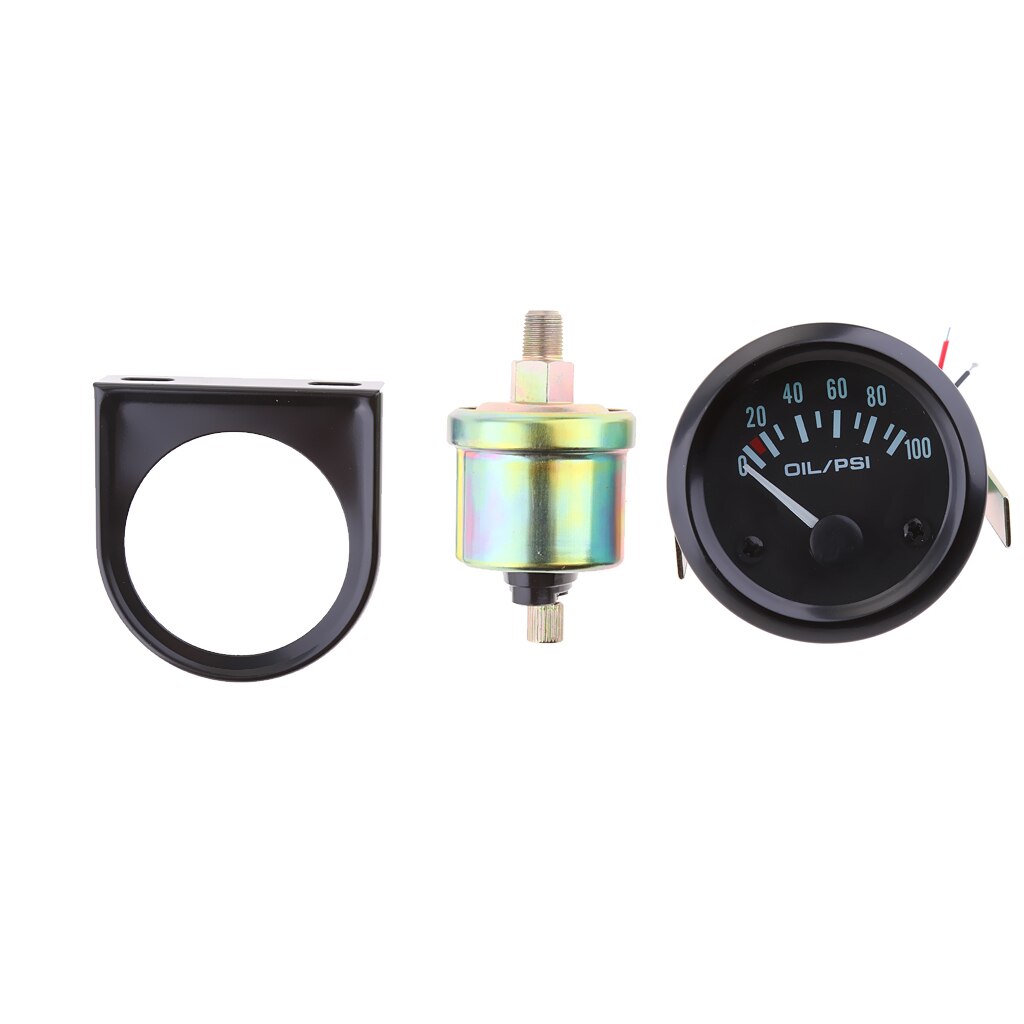 52mm Yellow LED Oil Pressure Pointer Gauge Meter With Sensor For Car Motor