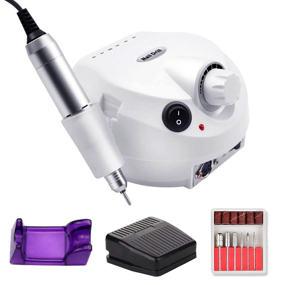 35000rpm Electric Nail Drill Machine Electric Nail File With Manicure Pedicure Mill Cutter For Pedicure Nail Tools: Withe 202