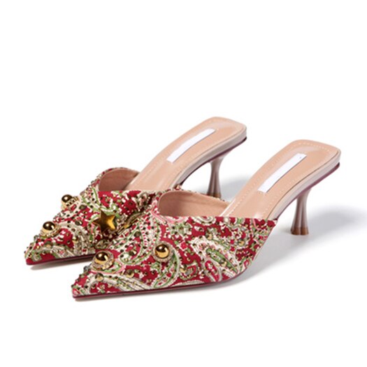 Maultiere pantoffel spitz frauen pumpt dünne schuhe sommer hoch Fersen Zucht China niet bunte sandalen größe 4 34: verrotten / 38