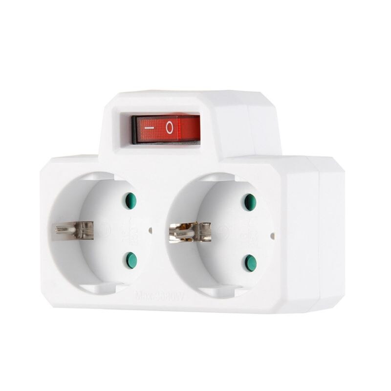 250V16A EU Standard Plug Double Socket Conversion Socket with Outlet Switch Plug