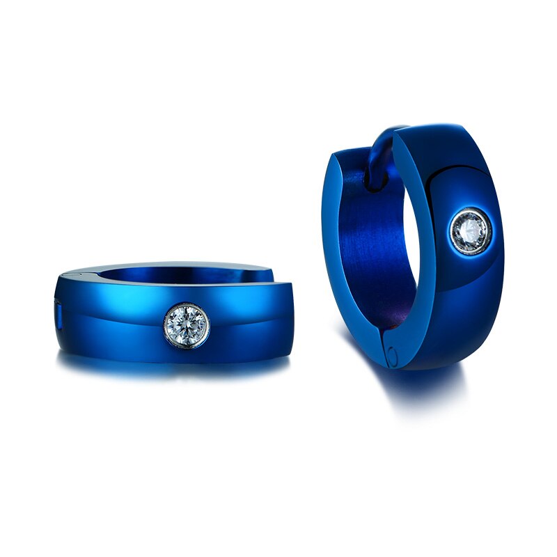 Vnox schattige creolen voor dames/heren kleine oorbellen van roestvrij staal in zwart/blauw/goudkleur: Eh -117l-1