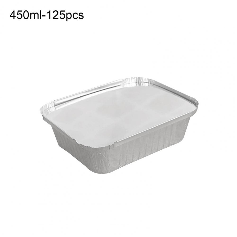 Bac à papier aluminium jetable avec couvercle, 125 pièces, grille Recyclable à chauffage uniforme, bac à loquet, fournitures de cuisine pour fournitures d&#39;extérieur: 450ml