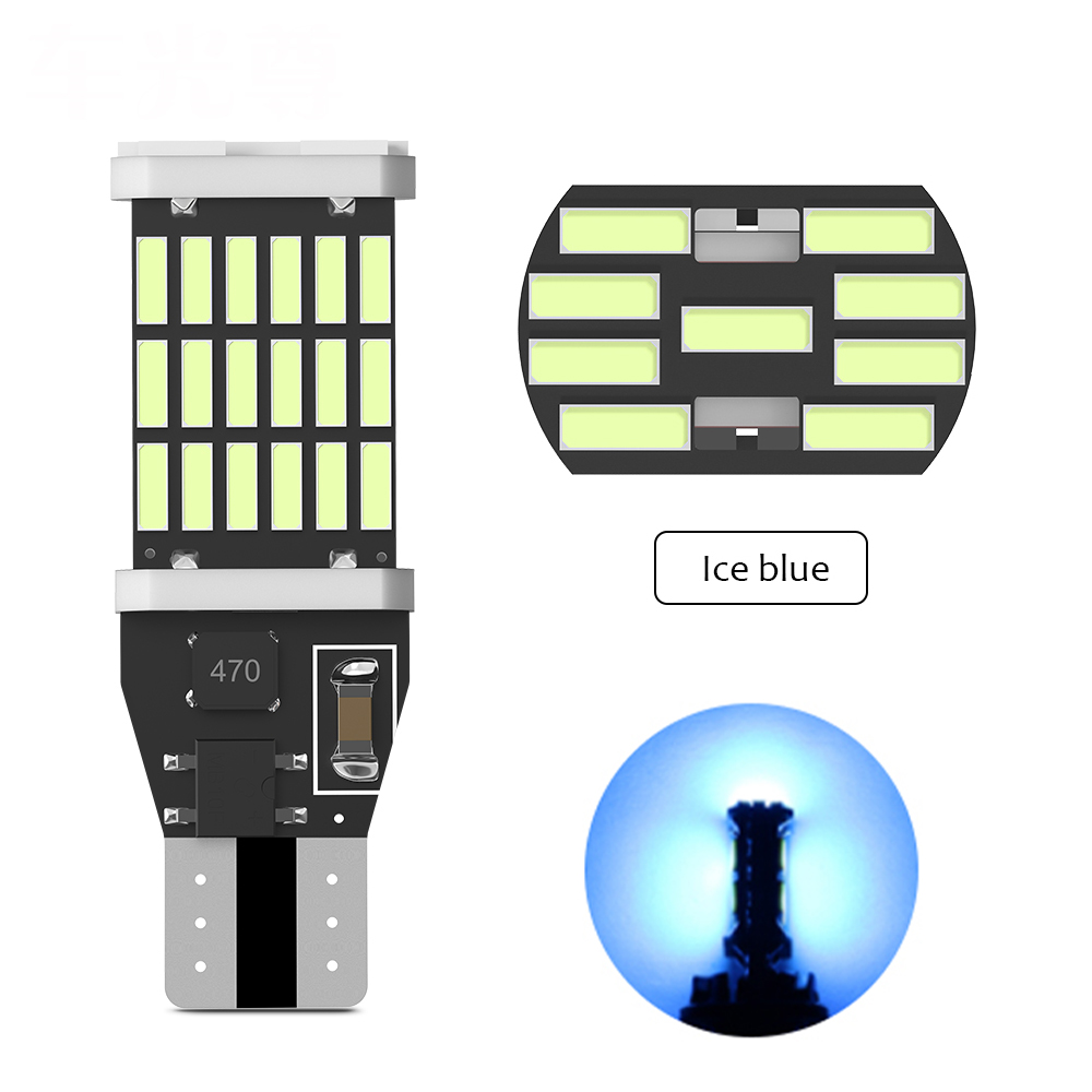 Oprah 2 uds Super brillante T15 LED W16W 921 912 T16 902 bombilla para luces de coche Canbus 4014*45SMD lámpara de señal de marcha atrás de respaldo automático 12V: Verde