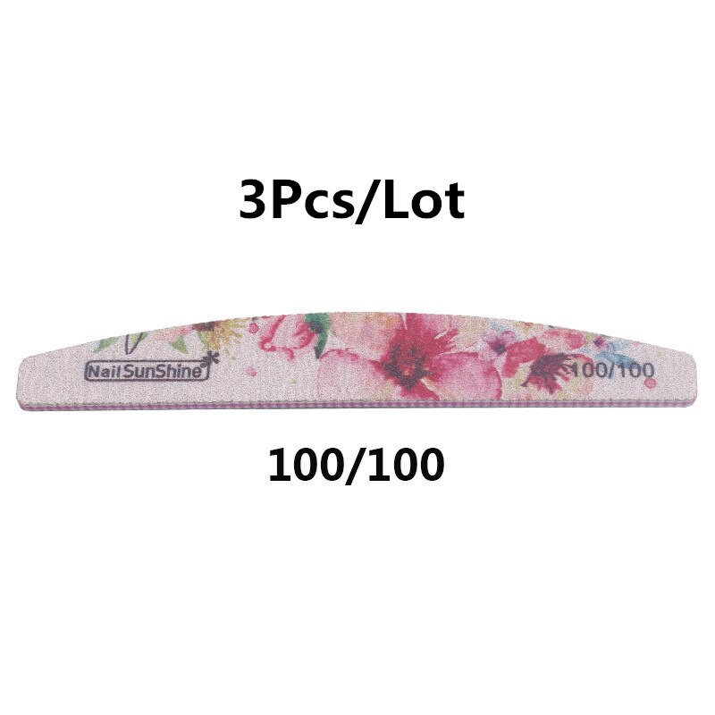 3 stuks nagelvijl met bloemenprint, nagelbufferblok, kleurrijk limoengroen, 80/100/150/180/240/320 afwasbare vijltjes, manicuretool: 02