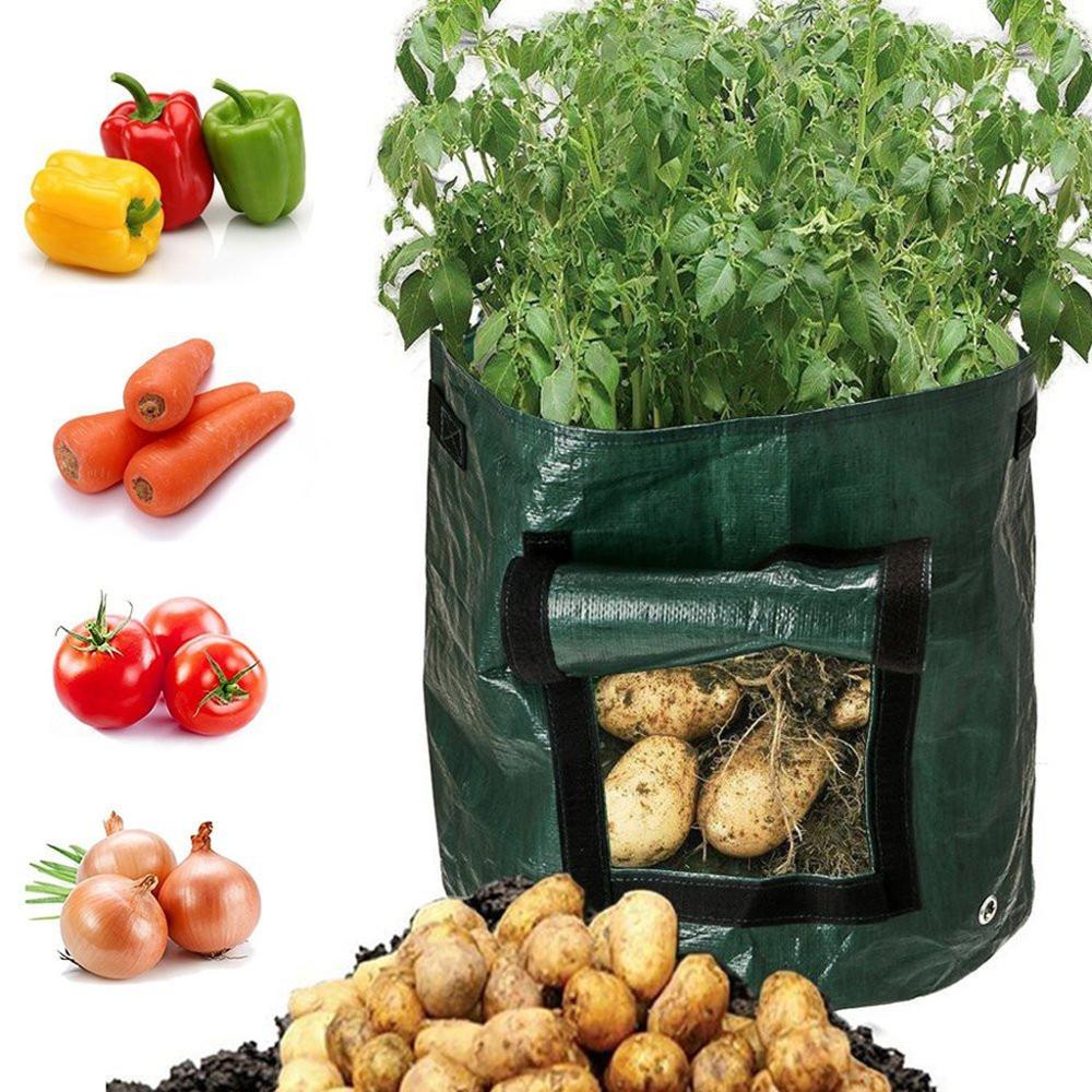 Odlingspåse för grönsaksväxter gör-det-själv-potatisodla planter pe trasa tomatplanteringsbehållare påse förtjocka trädgårdskruka trädgårdstillbehör 4pz