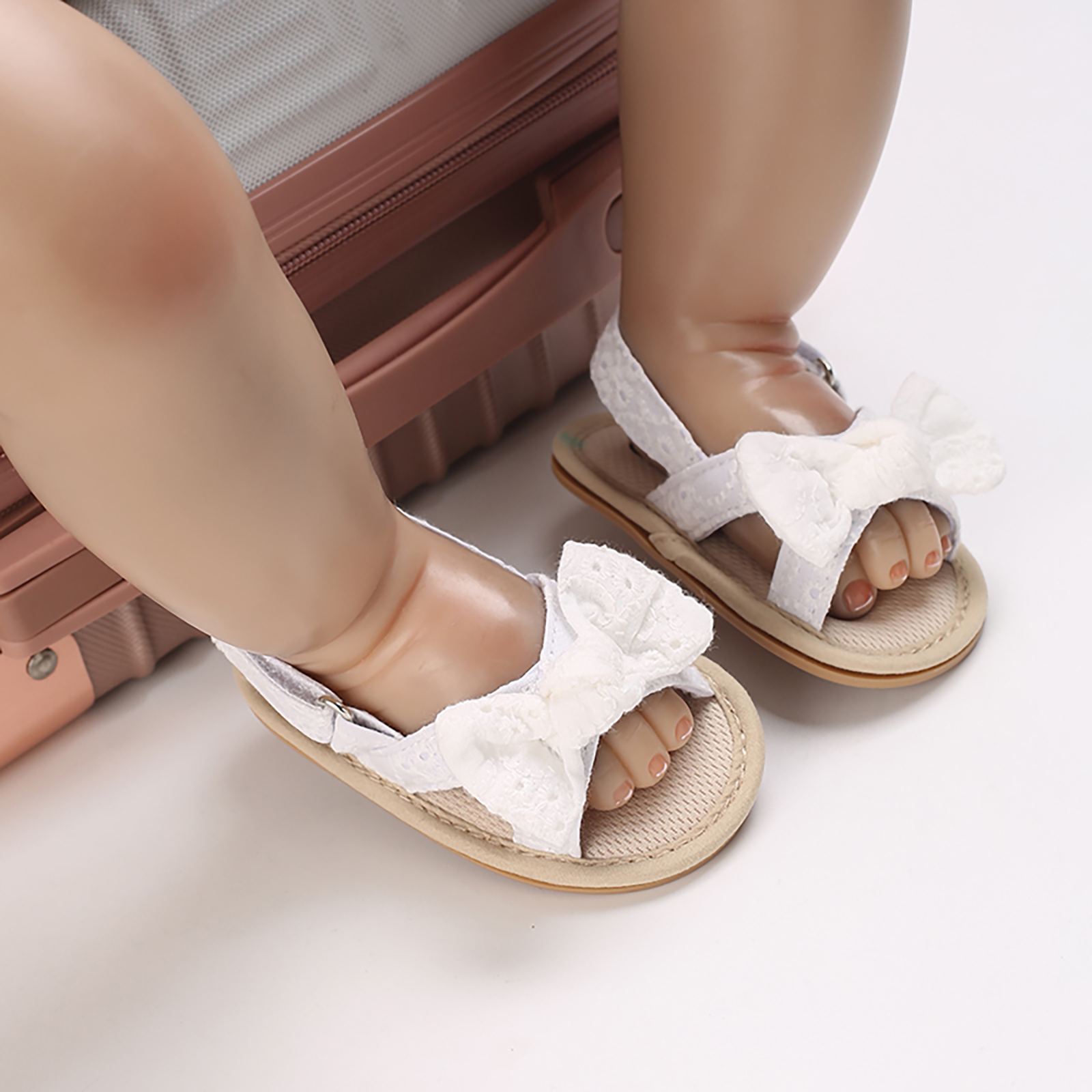 Sandales d'été à nœud papillon pour bébés filles de 0 à 18 mois, avec semelles antidérapantes, pour tout-petits