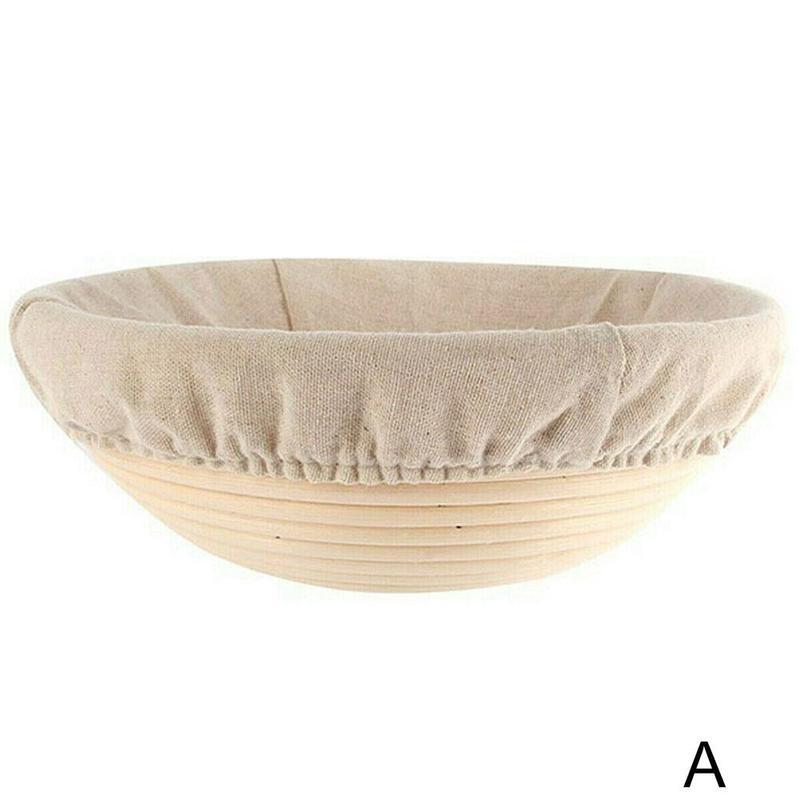 Cuenco de mimbre fermentado para cocina, cesta de pan de forma redonda, cesta de ratán para pan, herramientas de panadería: A