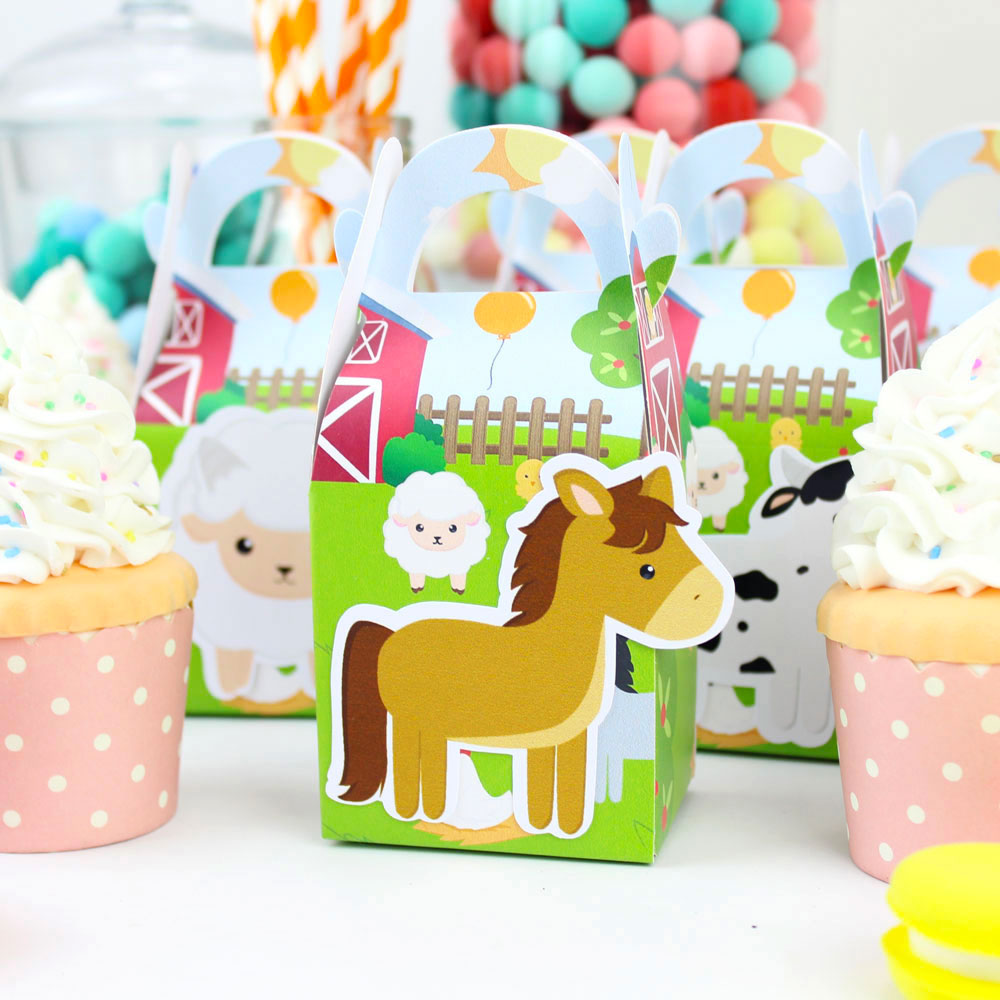 Farm Animal Favor Box Candy Box Box Kids Verjaardagsfeestje Supplies Decoratie Farm Party Event Feestartikelen