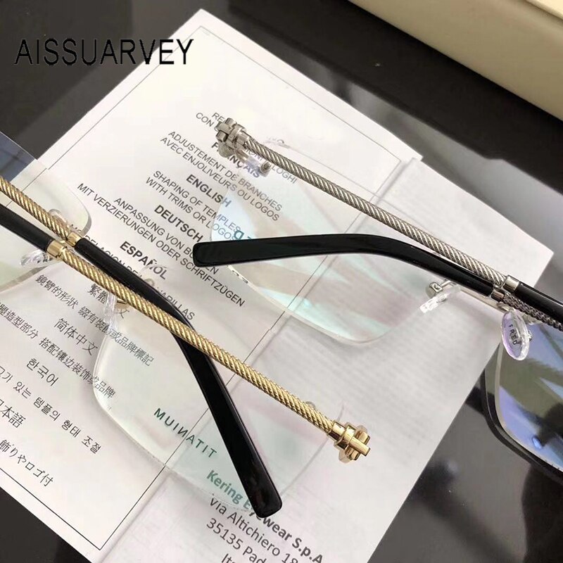 Titanium Brilmontuur Mannen Brillen Frames Mannen Mode Randloze Gouden Bril Top Optische Brillen Recept