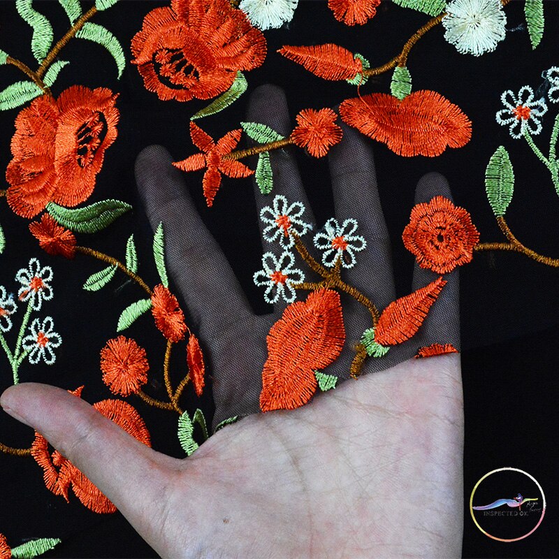 Tela de encaje de tul de China, tejido de encaje de para bordado de flores, ropa de disfraz,