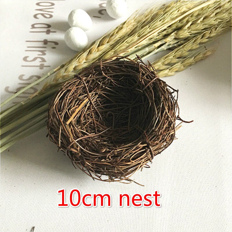 SUEF Handmade Vine Brown Bird Nest Easter simulation bird eggs House Home Nature Craft Decoration @4: A 10cm nest