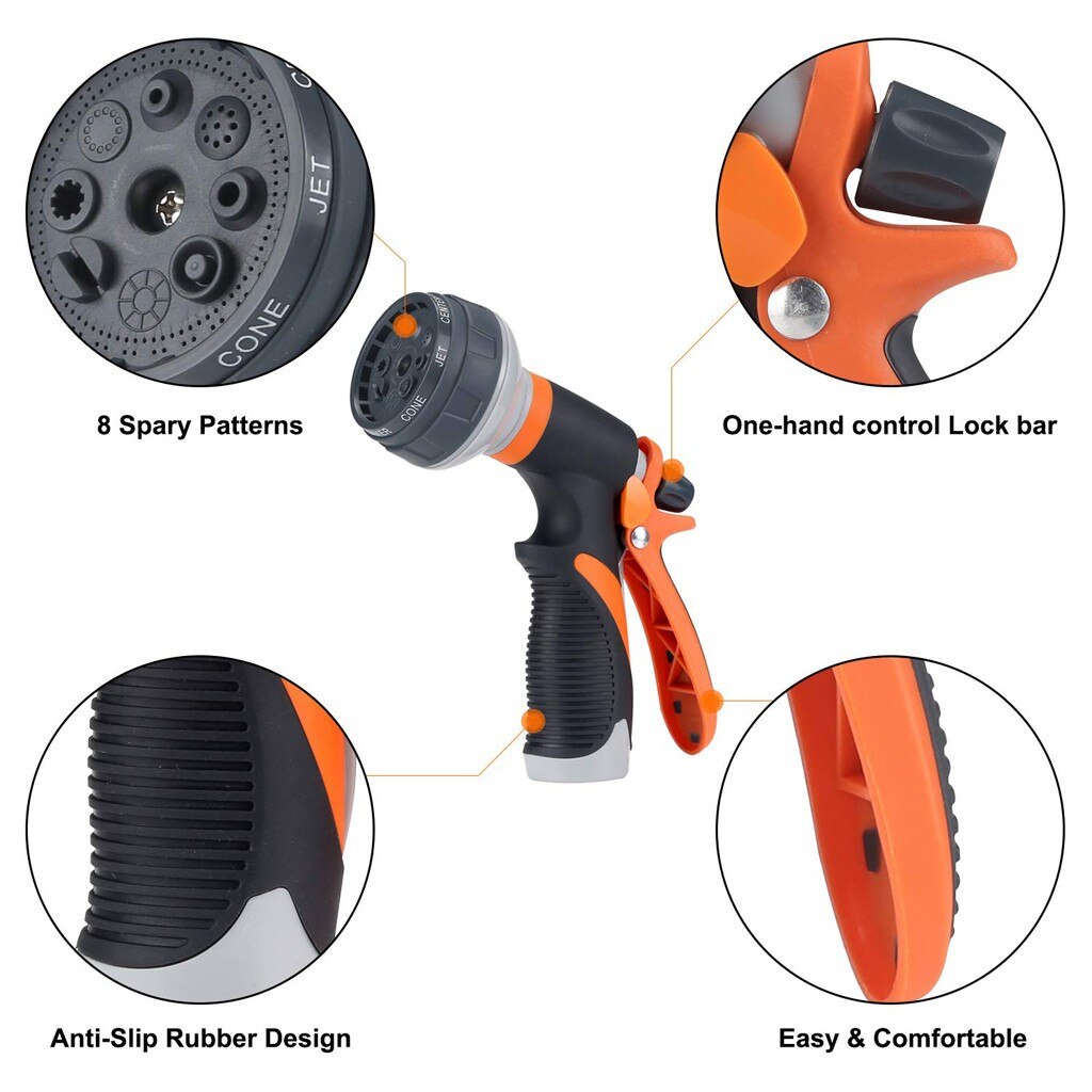 8 Patterns Watering Gun Garden Nozzle Hose Nozzle Adjust Nozzle Water Gun Lawn Hose Multifunction Garden High Pressure Sprayer