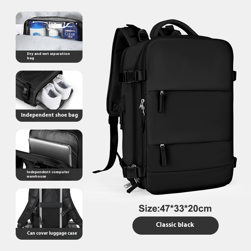 Men's Business Laptop Backpack Large Capacity Expansion Hiking Backpack Cabin Airplane Travel Backpack 40x20x25 Women's Bag Wate