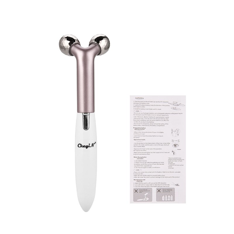 Rodillo masajeador facial eléctrico 2 en 1 3D V, rizador de pestañas en , removedor de arrugas, herramienta de belleza para Lifting de la piel: Default Title