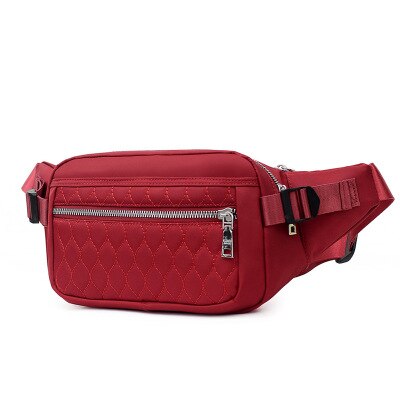 Sac banane à carreaux à la taille pour femmes, sacoche ceinture, sacoche ceinture, en Nylon, pour porte-monnaie Mobile,: Wine red