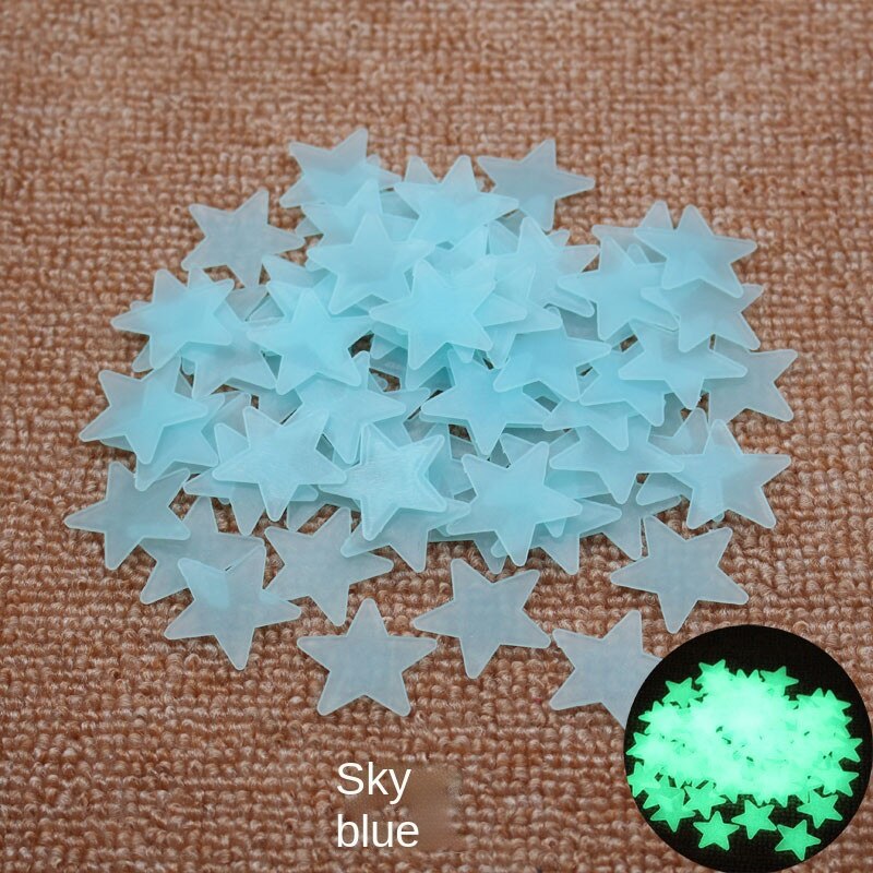 50Pcs Pentagram Lichtgevende 3D Muursticker Ster Lichtgevende Patch Fluorescerende Lichtgevende Muursticker Glow In The Dark Sterren Decals
