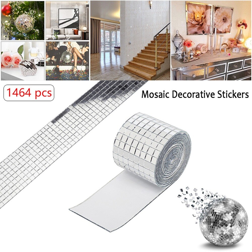 Kreative DIY Mosaik Spiegel Band Glas Material Reine Farbe selbst-Klebstoff Platz Reflektierende Zauberstab Aufkleber Hause Dekoration KTV Patch