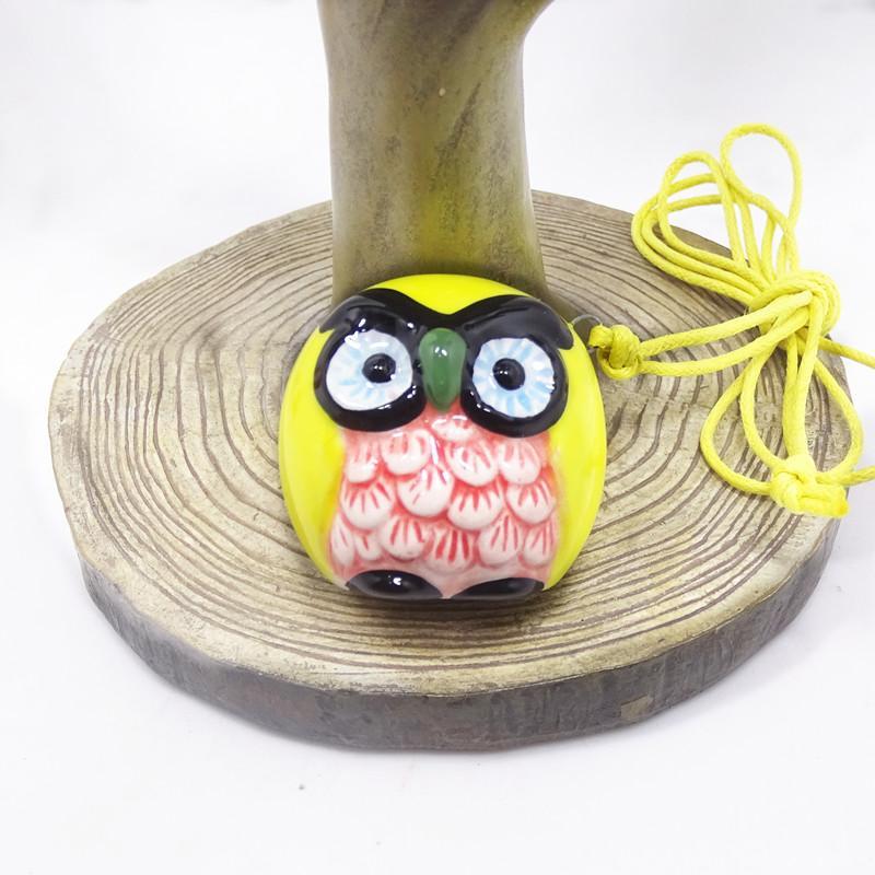 Ocarina de búho con 4 agujeros para niños, instrumento Musical hecho a mano, con forma de pájaros de dibujos animados, para principiantes: Yellow Small
