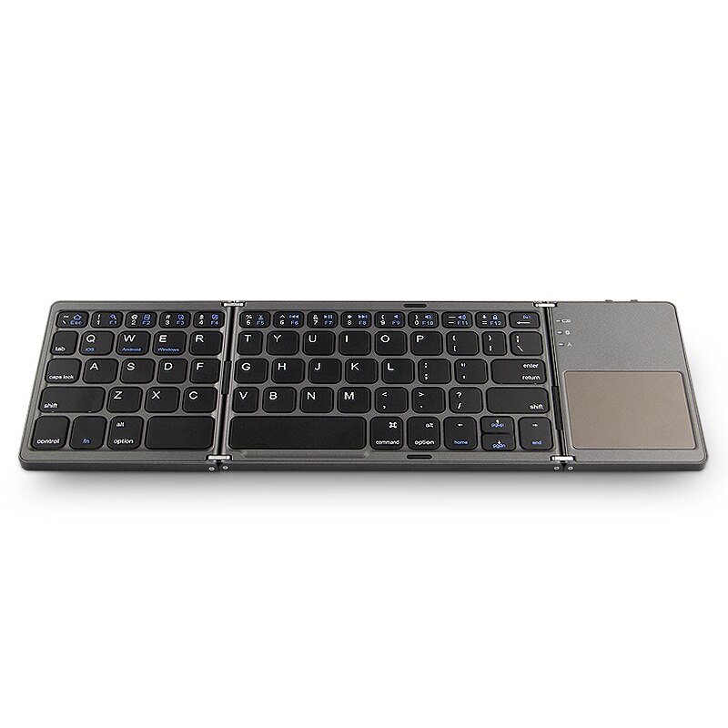 Three folded Wireless Bluetooth Keyboard with Touchpad For iPhone 12 11 Pro Max 8 7 SE Xiaomi Redmi Samsung LG Mobile Phone Case