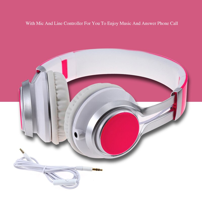 Luxury Headband Wired Big Headphones with Mic Portable Foldable On-Ear Headset with Microphone for Phones xiaomi PC Girls Kids